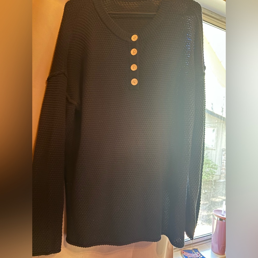 Amazon Black Buttoned Knit Top